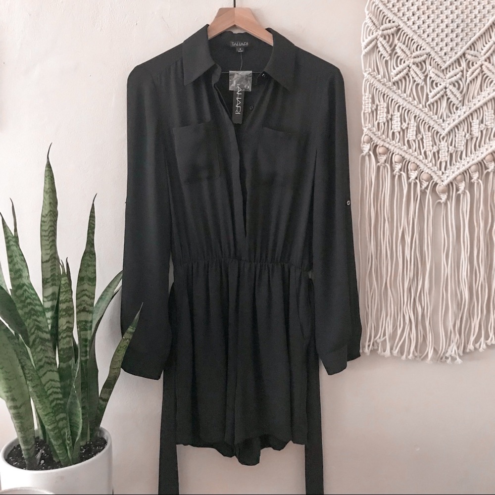 NWT Tahari Sara Long Sleeve Button Down Romper